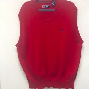 Chaps Ralph Lauren Men’s 3X BIG Red V-Neck Stylish Sleeveless Sweater Vest 3XB